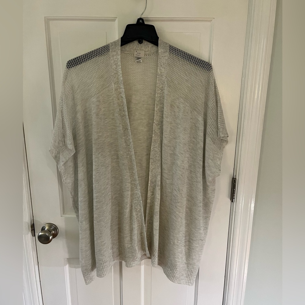 a new day Light Gray Open Knit Coverup cardigan Sweater OSFM